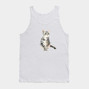 Watercolor Grey Tabby Cat Tank Top